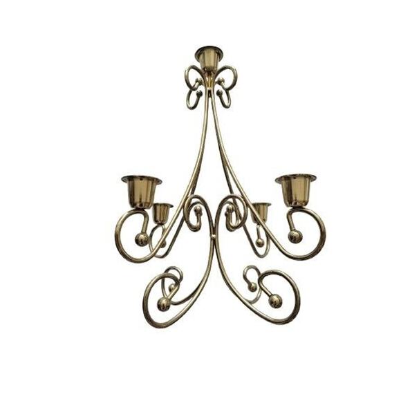 Vintage Home Interiors MCM Brass Plated Candle Holder Candelabra Centerpiece - Picture 6 of 15